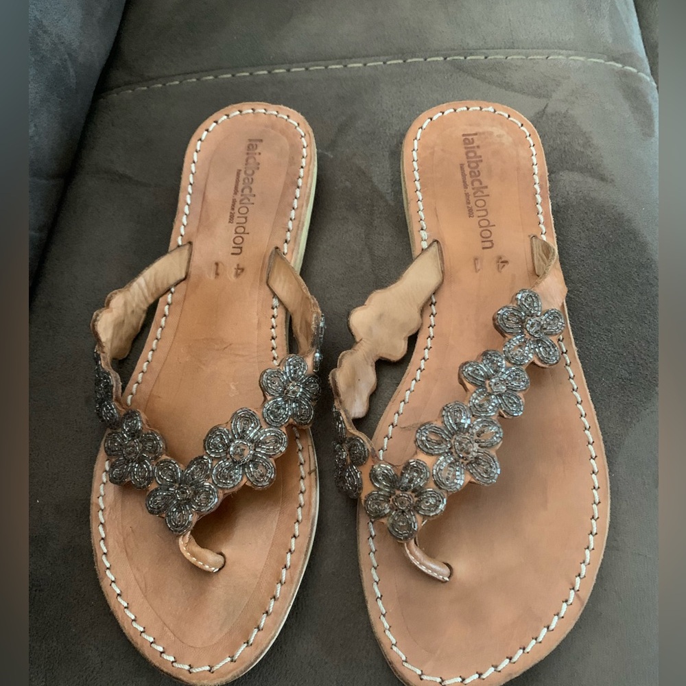 Laid Back London handmade beaded sandals size 10